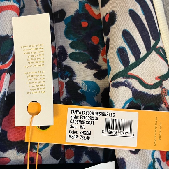 Tanya Taylor Coat Grey / Floral Reversible Cadence Floral Belted Coat Sz M/L NWT - Picture 11 of 15